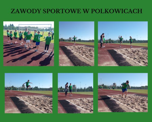 kolaż zdjęć uczniów na stadionie