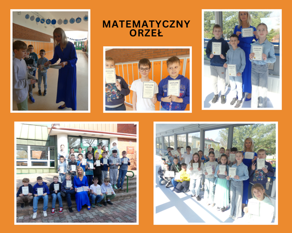 kolaż zdjęć uczniów laureatów konkursu matematyczny orzeł