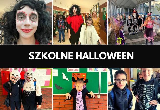 kolaż zdjęć dzieci przebranych za czarownice wampiry kościotrupy
