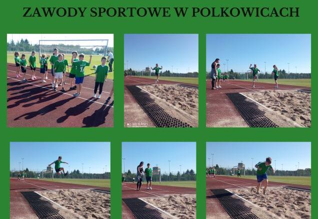 kolaż zdjęć uczniów na stadionie 
