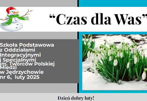 grafika gazetki szkolnej na miesiąc luty