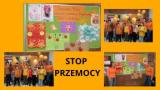 kolaż zdjęć prac i uczniów ubranych na pomarańczowo